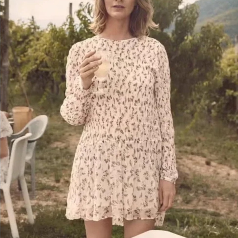 FRAME Smocked Floral Dress